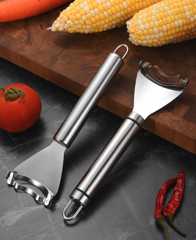 2 Pack Stainless Steel Corn Cob Peelers with Serrated Blades