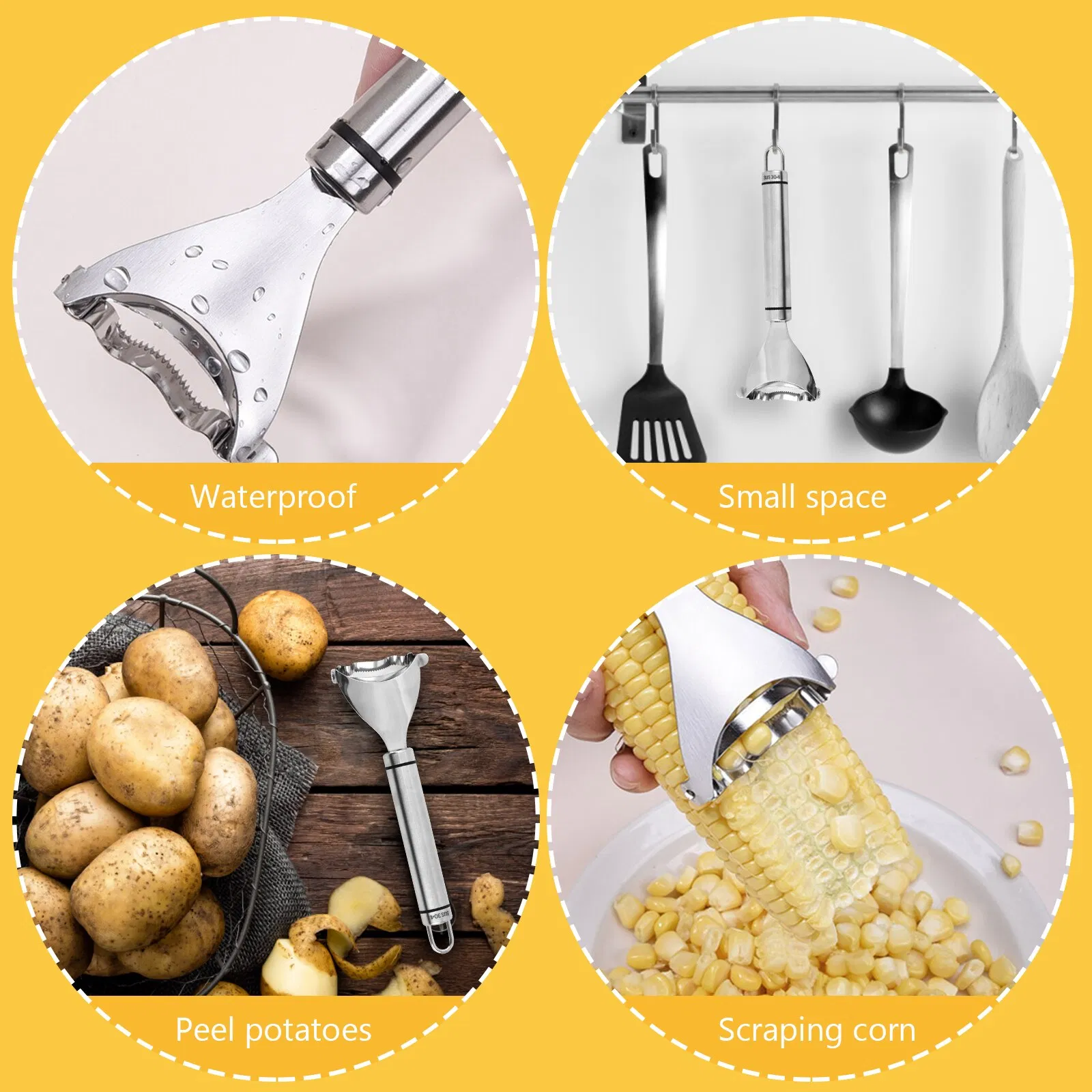 2 Pack Stainless Steel Corn Cob Peelers with Serrated Blades