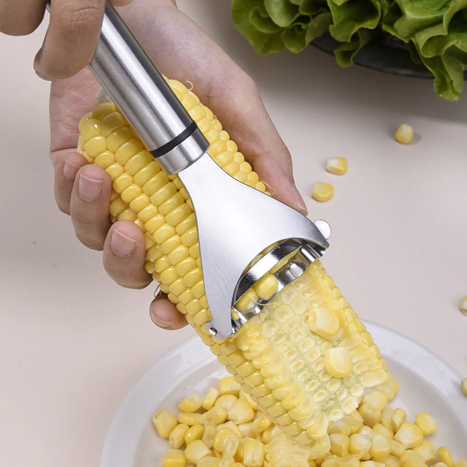 2 Pack Stainless Steel Corn Cob Peelers with Serrated Blades