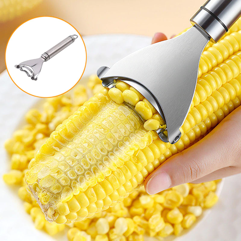 2 Pack Stainless Steel Corn Cob Peelers with Serrated Blades