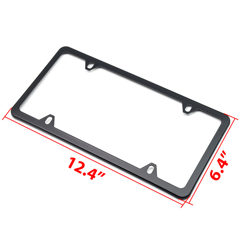2 Pack Black Stainless Steel License Plate Frames with Mounting Hardware