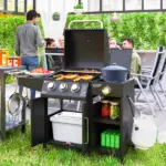 3 Burner Propane Gas Grill with Side Burner Barbecue Grill with Shelves, 37,000 BTU Output, 310 sq.in. Cooking Area - Image 2
