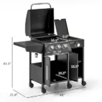 3 Burner Propane Gas Grill with Side Burner Barbecue Grill with Shelves, 37,000 BTU Output, 310 sq.in. Cooking Area - Image 3