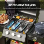 3 Burner Propane Gas Grill with Side Burner Barbecue Grill with Shelves, 37,000 BTU Output, 310 sq.in. Cooking Area - Image 6