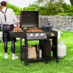 3 Burner Propane Gas Grill with Side Burner Barbecue Grill with Shelves, 37,000 BTU Output, 310 sq.in. Cooking Area - Image 10