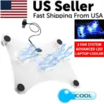 3 Fan USB Laptop Cooling Pad with Blue LED for 13 Inch Laptops