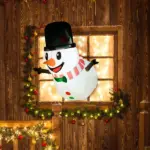 3 ft Inflatable Snowman, Lean Out from Window Outdoor Decoration with LED Lights, Blow-Up Outdoor Christmas Display for Party - Image 2