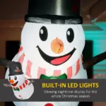 3 ft Inflatable Snowman, Lean Out from Window Outdoor Decoration with LED Lights, Blow-Up Outdoor Christmas Display for Party - Image 4