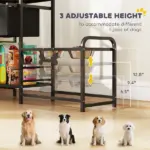 3 Height Adjustable Dog Bowl Stand with 2 Feeding Stations, Toy Bin Basket, Black - Image 5