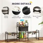 3 Height Adjustable Dog Bowl Stand with 2 Feeding Stations, Toy Bin Basket, Black - Image 8