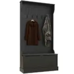 HOMCOM 3-In-1 Entryway Bench with Coat Rack, Hall Tree with Bench and Shoe Storage, 5 Hooks for Hallway - Image 11