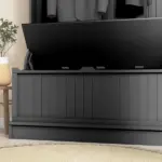 HOMCOM 3-In-1 Entryway Bench with Coat Rack, Hall Tree with Bench and Shoe Storage, 5 Hooks for Hallway - Image 8