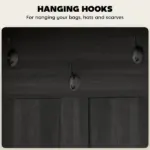HOMCOM 3-in-1 Hall Tree with Shoe Storage Bench and 3 Coat Hooks Black Wood Grain - Image 5