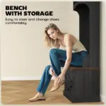HOMCOM 3-in-1 Hall Tree with Shoe Storage Bench and 3 Coat Hooks Black Wood Grain - Image 6