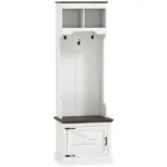 HOMCOM 3-in-1 Hall Tree with Shoe Storage Bench Coat Rack and 3 Hooks White Wood Grain - Image 12