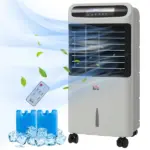 HOMCOM 3-In-1 Ice Cooling Fan, Mobile Evaporative Air Cooler with Remote, Timer, Oscillating for Home Office, Bedroom, Gray
