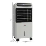 HOMCOM 3-In-1 Ice Cooling Fan, Mobile Evaporative Air Cooler with Remote, Timer, Oscillating for Home Office, Bedroom, Gray - Image 3
