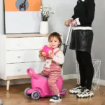 3-in-1 Kids Scooter Walker Push Car, Pink, Height Adjustable, with Storage, Durable - Image 2