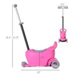 3-in-1 Kids Scooter Walker Push Car, Pink, Height Adjustable, with Storage, Durable - Image 3