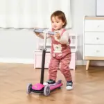 3-in-1 Kids Scooter Walker Push Car, Pink, Height Adjustable, with Storage, Durable - Image 10