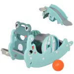Qaba 3-in-1 Toddler Slide Rocking Horse and Basketball Hoop Green for Ages 18-36 Months