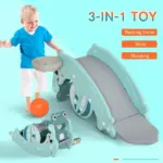 Qaba 3-in-1 Toddler Slide Rocking Horse and Basketball Hoop Green for Ages 18-36 Months - Image 5