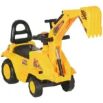 HOMCOM 3-in-1 Ride On Excavator Digger Scooter and Pulling Cart, Construction Pretend Play Toy for Kids