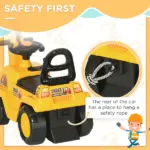 HOMCOM 3-in-1 Ride On Excavator Digger Scooter and Pulling Cart, Construction Pretend Play Toy for Kids - Image 8