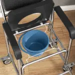 3-in-1 Shower Commode Wheelchair, Accessible Transport Commode Rolling Chair, Black - Image 9