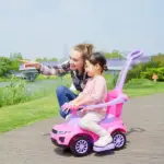 3 in 1 Toddler Ride-On Car, Push Car, Sliding Walking Toy, Horn, Music, Light, Pink, 1-3 Years Old - Image 2
