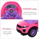 3 in 1 Toddler Ride-On Car, Push Car, Sliding Walking Toy, Horn, Music, Light, Pink, 1-3 Years Old - Image 7