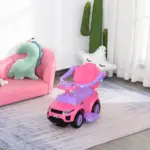 3 in 1 Toddler Ride-On Car, Push Car, Sliding Walking Toy, Horn, Music, Light, Pink, 1-3 Years Old - Image 10