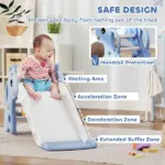3-in-1 Toddler Slide for Age 1-3, Freestanding Kids Slide with Climber, Basketball Hoop and Ball, Giraffe Design, Blue - Image 6