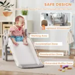 3-in-1 Toddler Slide for Age 1-3, Freestanding Kids Slide with Climber, Basketball Hoop and Ball, Giraffe Design, Gray - Image 6