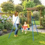 3 in 1 Toddler Swing Set, Folding Child Swing Set with Seat Belt, Adjustable Seat for Outdoor Indoor, Blue - Image 2