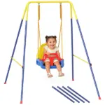 3 in 1 Toddler Swing Set, Folding Child Swing Set with Seat Belt, Adjustable Seat for Outdoor Indoor, Blue - Image 11