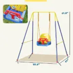 3 in 1 Toddler Swing Set, Folding Child Swing Set with Seat Belt, Adjustable Seat for Outdoor Indoor, Blue - Image 3