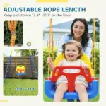 3 in 1 Toddler Swing Set, Folding Child Swing Set with Seat Belt, Adjustable Seat for Outdoor Indoor, Blue - Image 5