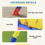 3 in 1 Toddler Swing Set, Folding Child Swing Set with Seat Belt, Adjustable Seat for Outdoor Indoor, Blue - Image 7