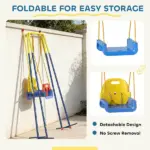 3 in 1 Toddler Swing Set, Folding Child Swing Set with Seat Belt, Adjustable Seat for Outdoor Indoor, Blue - Image 8