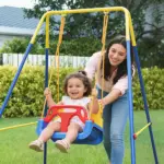 3 in 1 Toddler Swing Set, Folding Child Swing Set with Seat Belt, Adjustable Seat for Outdoor Indoor, Blue - Image 9