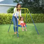 3 in 1 Toddler Swing Set, Folding Child Swing Set with Seat Belt, Adjustable Seat for Outdoor Indoor, Blue - Image 10