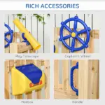 Outsunny 3-in-1 Wooden Swing Set with Slide, Swing Seat, Fort, Wheel, Telescope and Mailbox, for 1.5-4 Years Old, Children's Outdoor Toys - Image 5