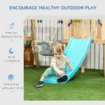 Outsunny 3-in-1 Wooden Swing Set with Slide, Swing Seat, Fort, Wheel, Telescope and Mailbox, for 1.5-4 Years Old, Children's Outdoor Toys - Image 6