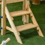 Outsunny 3-in-1 Wooden Swing Set with Slide, Swing Seat, Fort, Wheel, Telescope and Mailbox, for 1.5-4 Years Old, Children's Outdoor Toys - Image 7