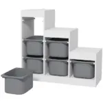 Qaba 3 Layers Kids Toy Storage Organizer with 6 Storage Bins, Kids Bookshelf for Ages 3-8 Years, Play Room, Bedroom, Gray