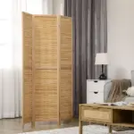HOMCOM 3 Panel Bamboo Room Divider Hand Woven Folding Privacy Screen Natural for Home Office 4725x67x075 - Image 2