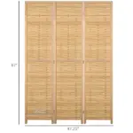 HOMCOM 3 Panel Bamboo Room Divider Hand Woven Folding Privacy Screen Natural for Home Office 4725x67x075 - Image 3