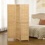 HOMCOM 3 Panel Bamboo Room Divider Hand Woven Folding Privacy Screen Natural for Home Office 4725x67x075 - Image 10