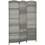 HOMCOM 3 Panel Room Divider, 6 Ft Tall Privacy Screen in Mixed Gray, Freestanding Wood Partition Modern Home Office Decor - Image 11